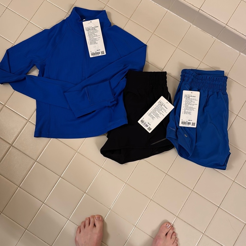 Must go! NWT Lululemon set Size 6 shorts and size small top!